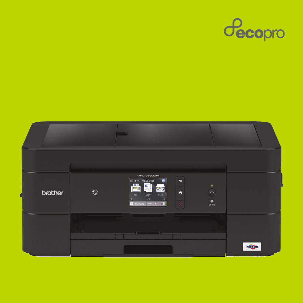 Black inkjet printer on spring green EcoPro background - MFCJ890DW