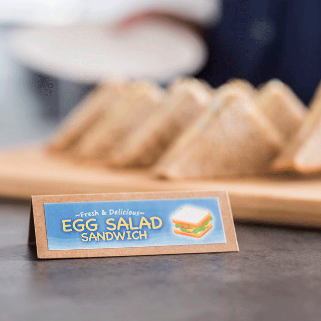 Egg sandwiches sign created with a Brother full colour label (using 25mm CZ-1004 full colour label roll)