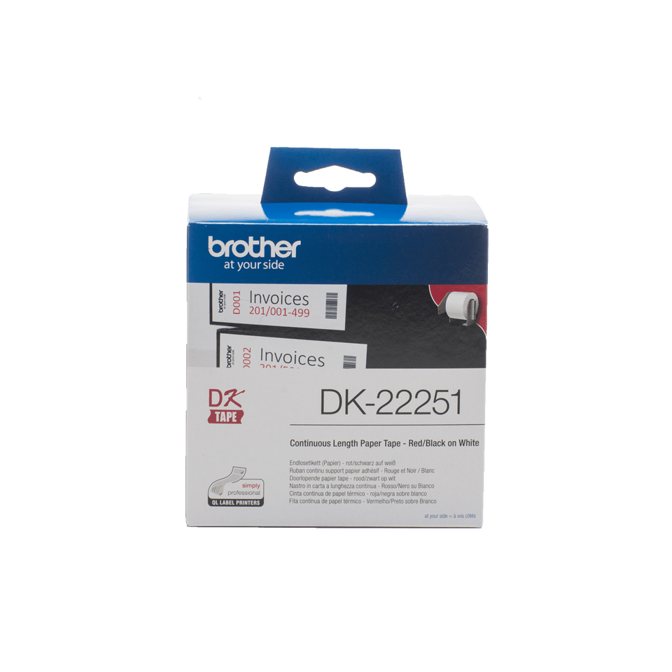 DK-22251 Doorlopende zelfklevende papieren tape voor zwart en rood afdrukken DK22251 Brother
