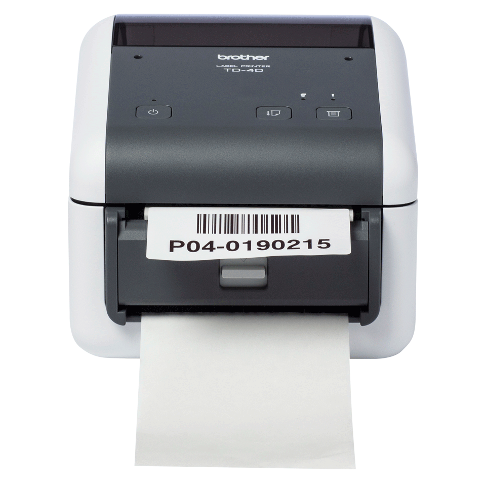 brother td-4d label printer printing a label using the label peeler accessory
