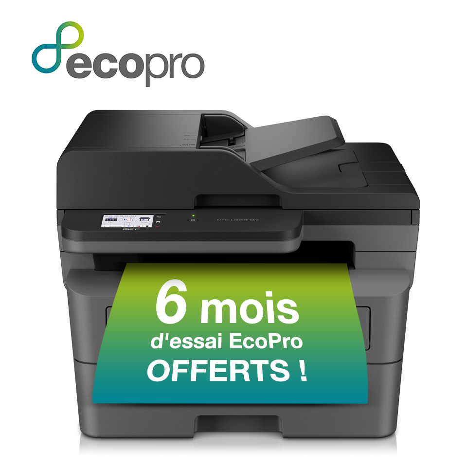 <p>Avec l&#39;imprimante laser multifonction MFC-L2860DWE, b&eacute;n&eacute;ficiez de 6 mois gratuits d&#39;essai au forfait EcoPro.</p>