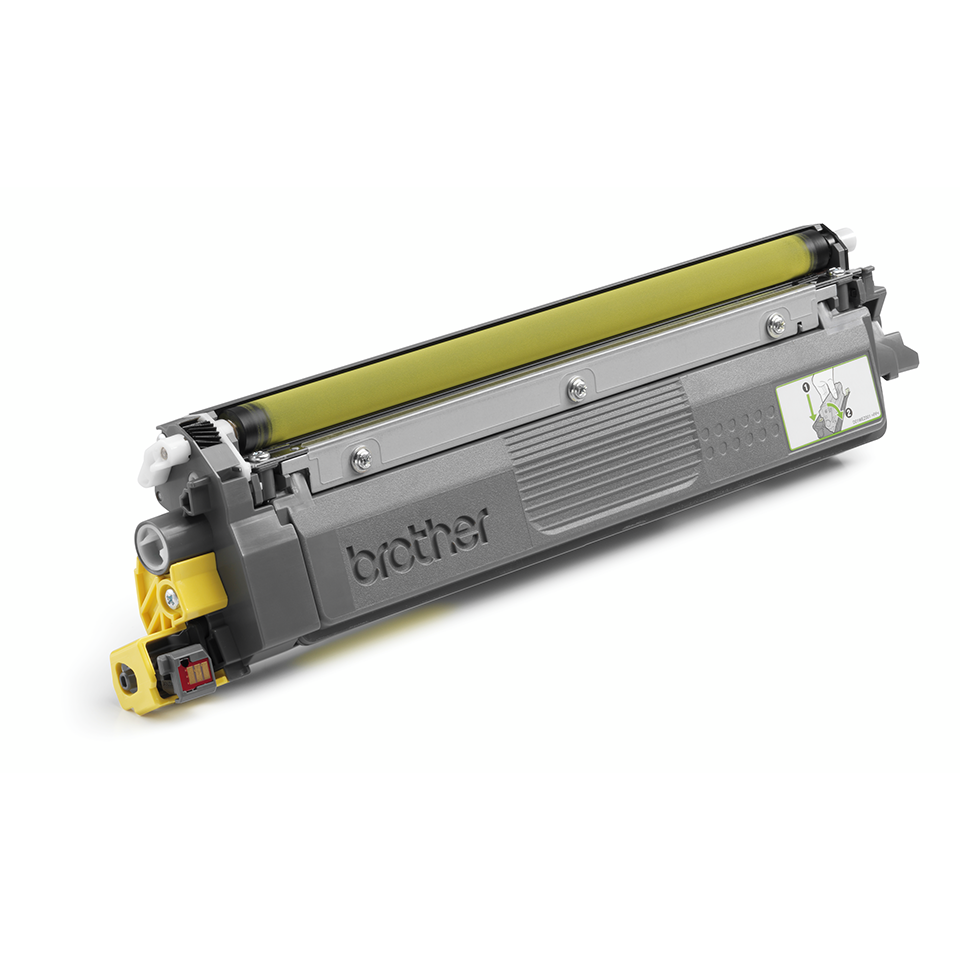 Brother TN248XLY Yellow toner positioned facing 3/4 right on a white background