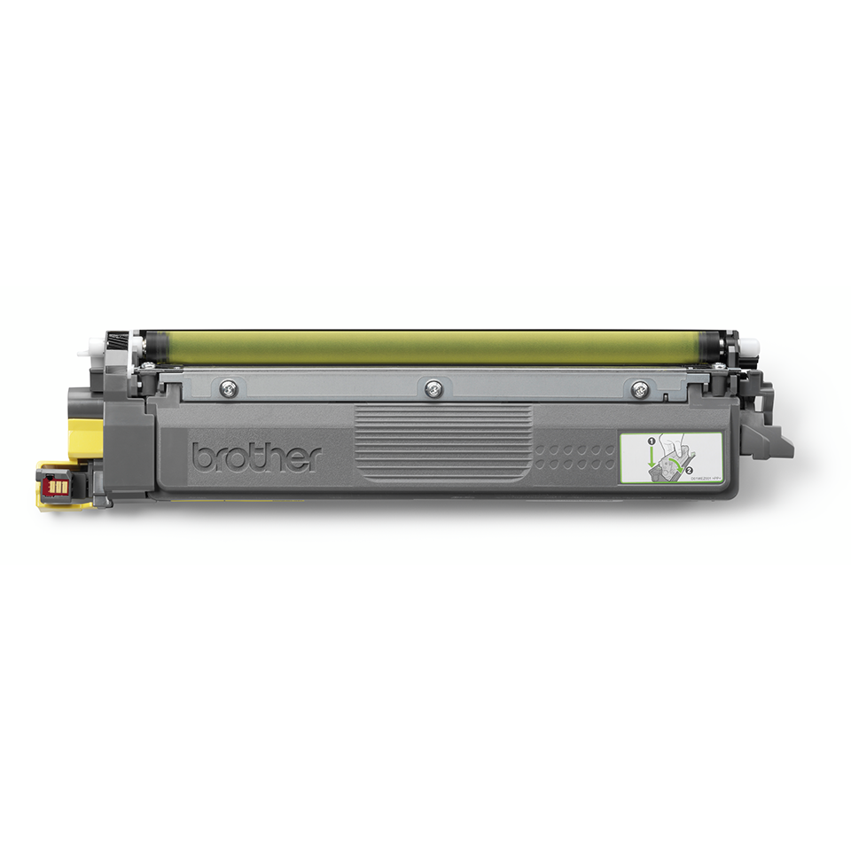 Brother TN248Y yellow toner positioned facing front on a white background