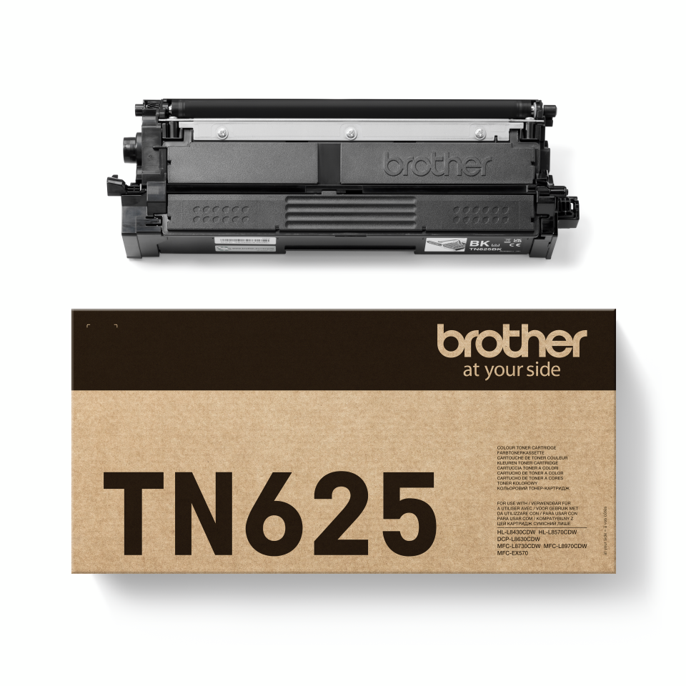 <p>Brother black TN625BK toner cartridge with carton</p>