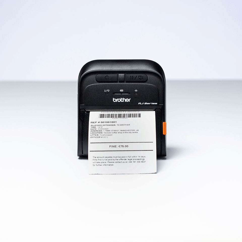 RJ3035B printer printing receipt in studio