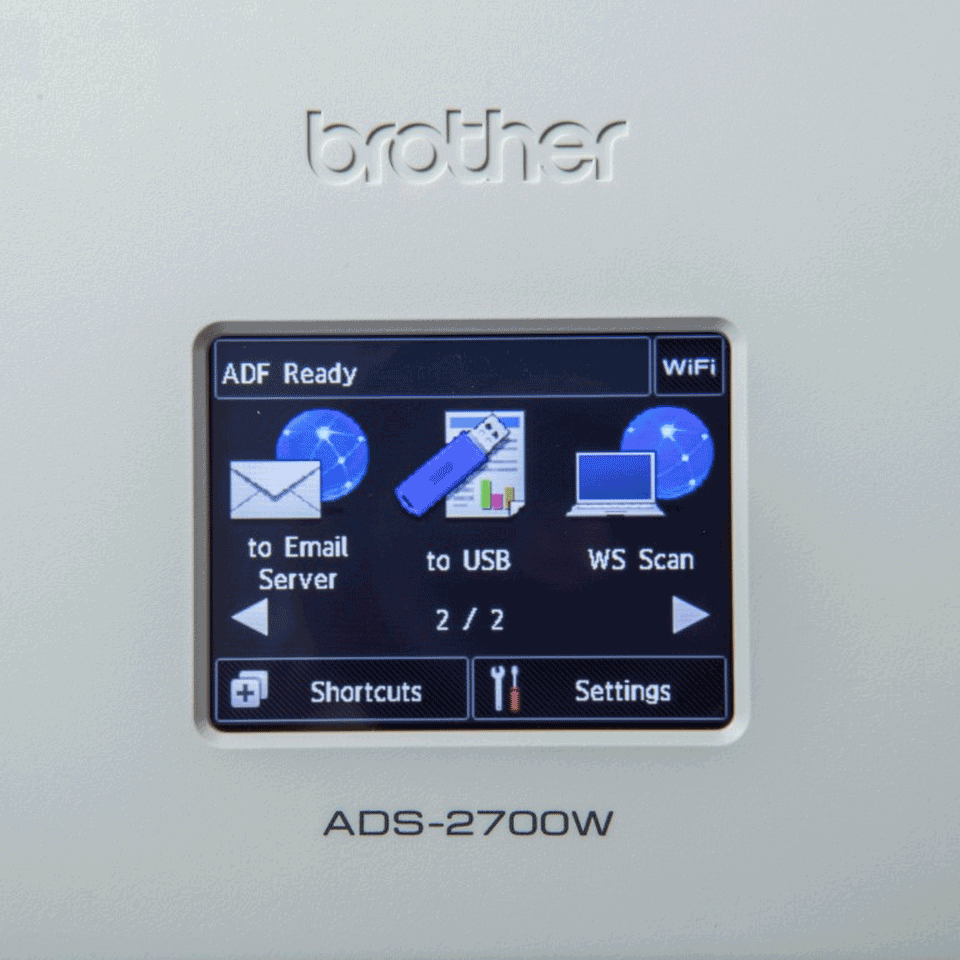 Brother ADS-2700W document scanner LCD colour touchscreen
