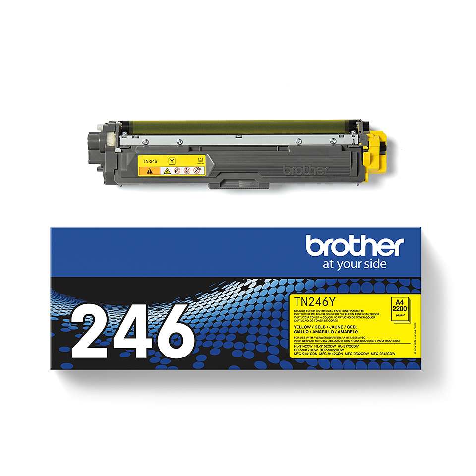 TN246Y Brother genuine toner cartridge and pack image