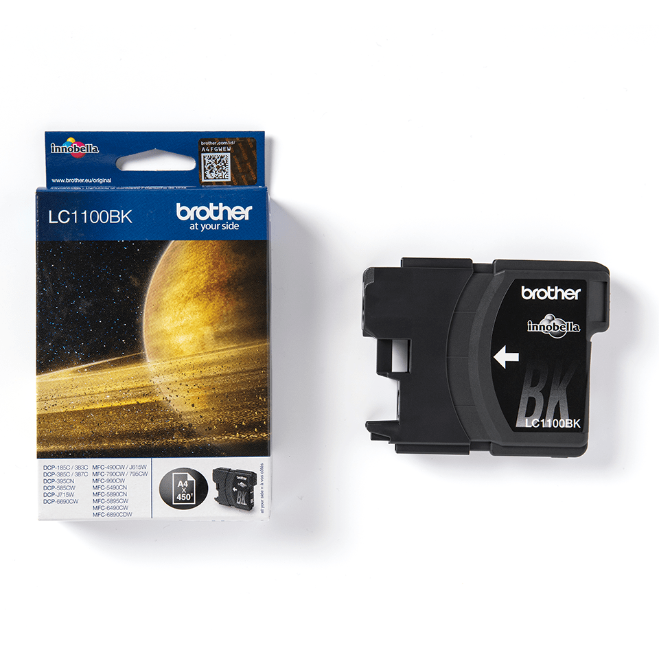 LC1100BK Brother genuine ink cartridge and pack image