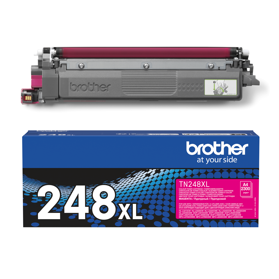 TN248XLM toner cartridge with carton on a white background