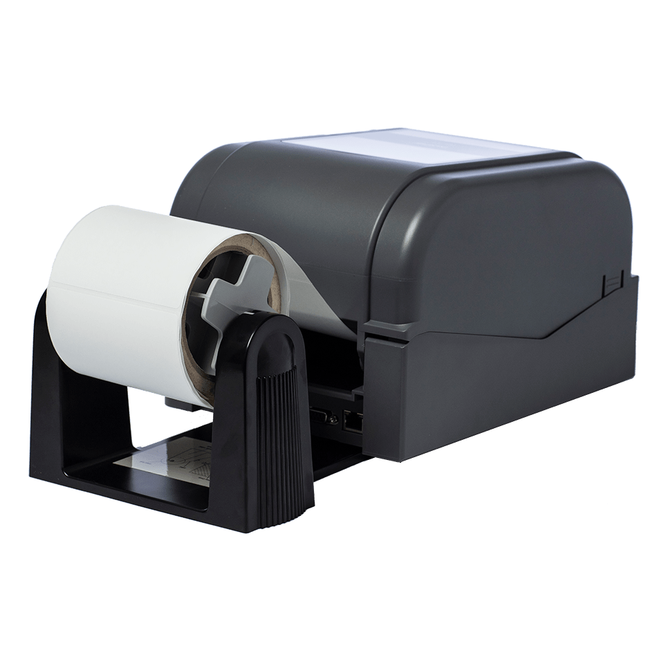 PARH001 external roll holder installed on a Brother TD-4T series label printer