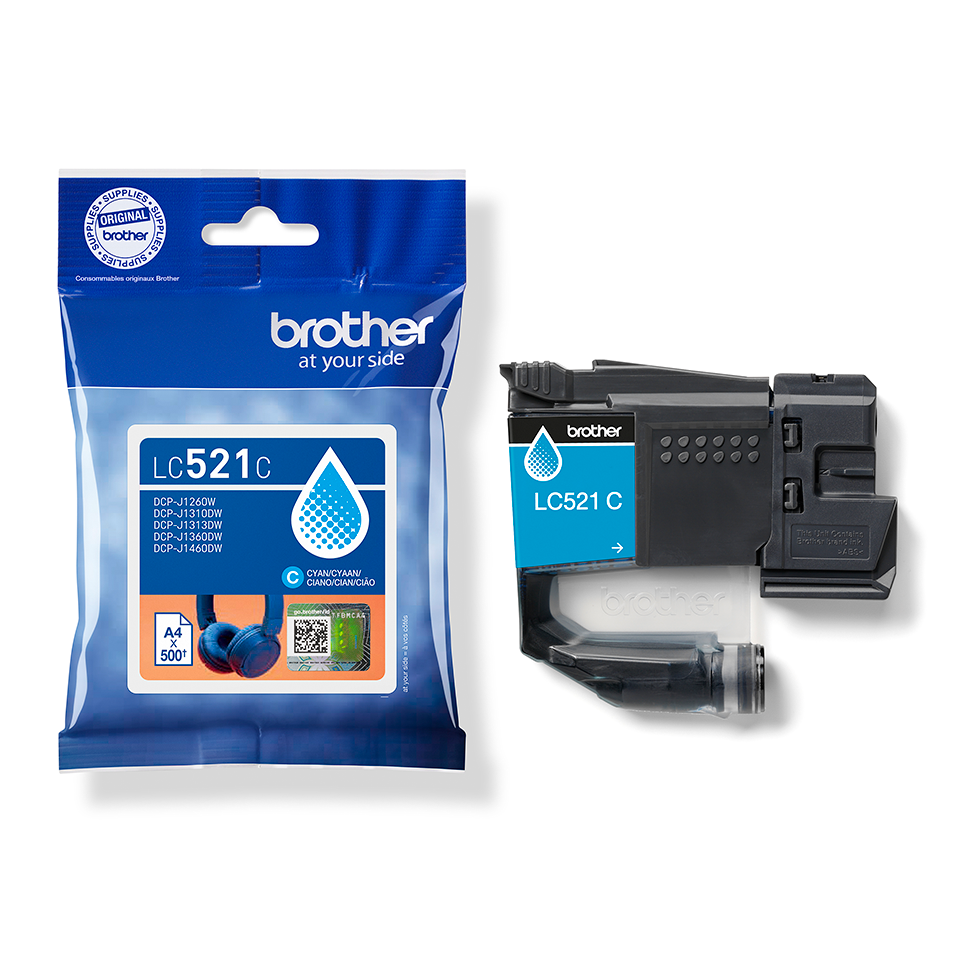 <p>LC521 cyan inkjet cartridge with packaging</p>