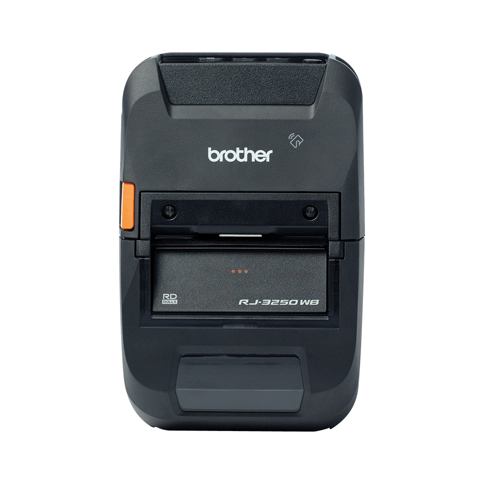 Brother RJ-3250WBL rugged mobile printer with transparent background - front angle