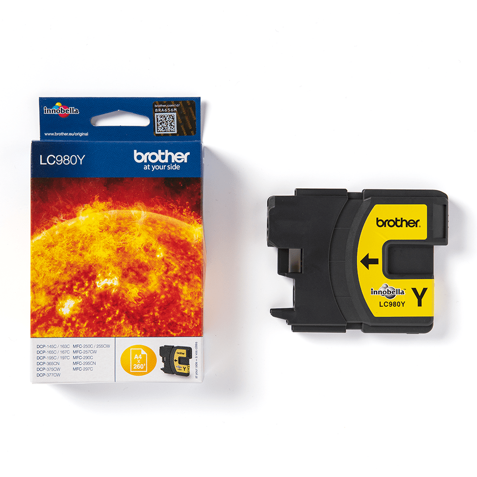 LC980Y Brother genuine ink cartridge and pack image