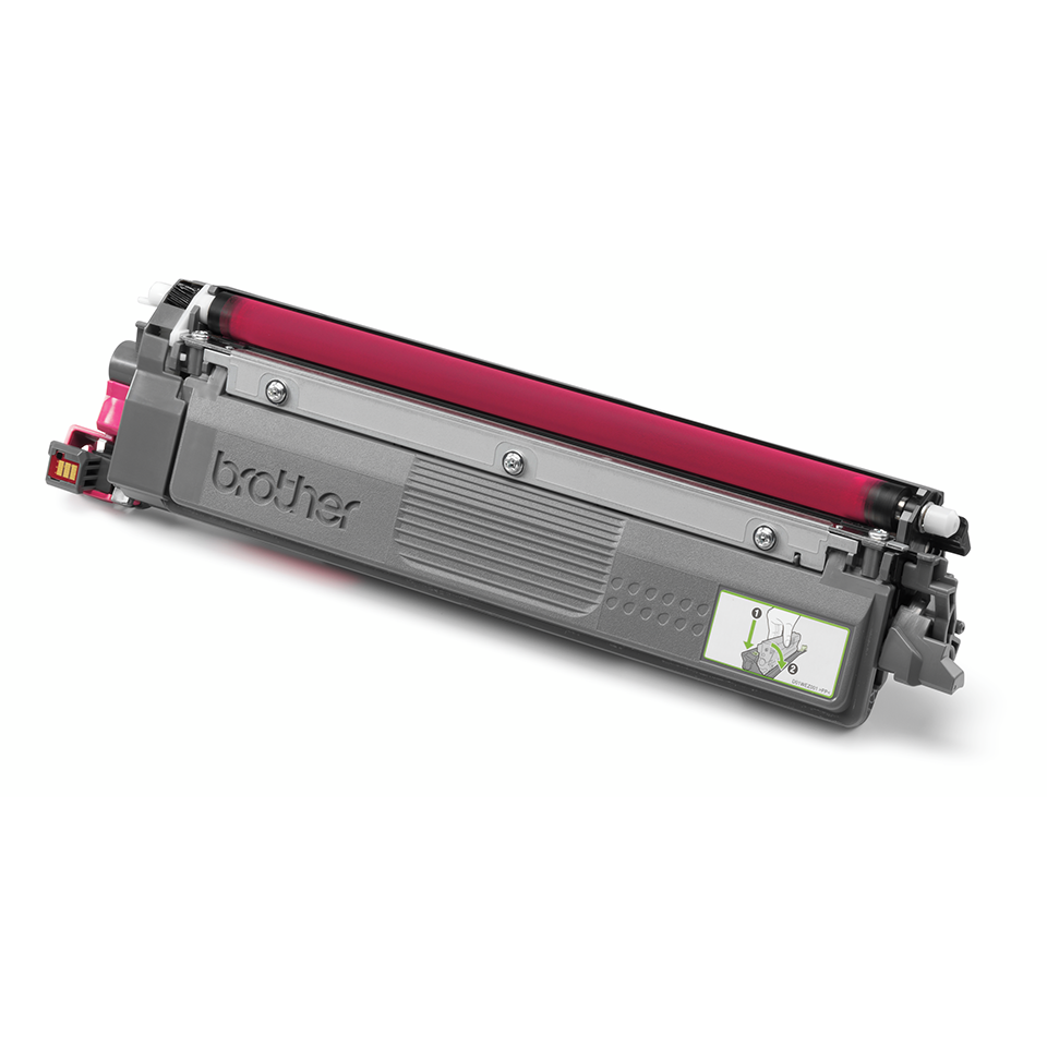 Brother TN249M Magenta toner positioned facing 3/4 left on a white background