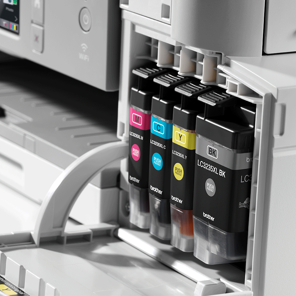 Zoom shot of ink cartridges inside DCP-J1100DW 