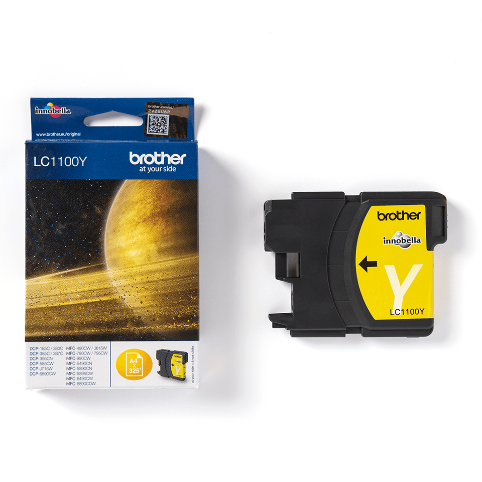 LC1100Y Brother genuine ink cartridge and pack image