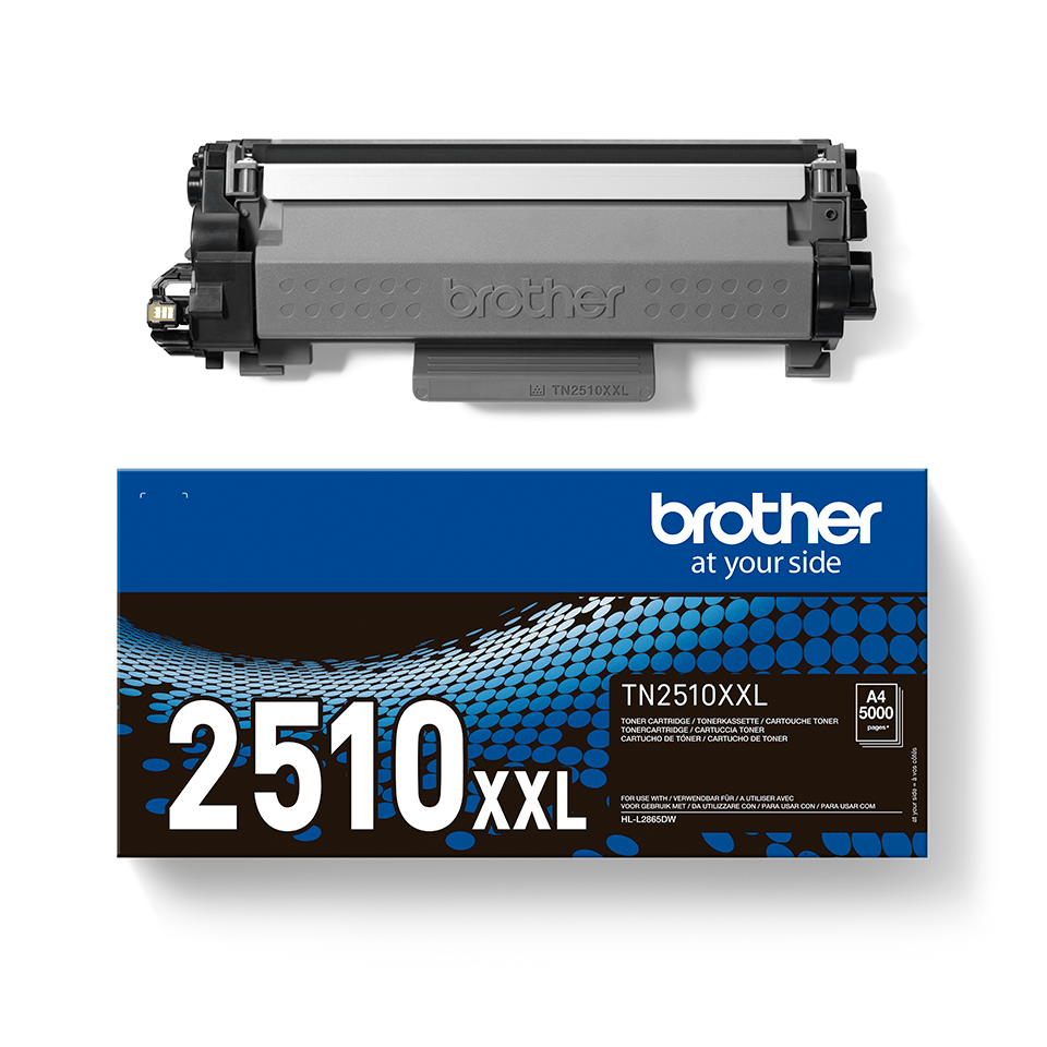 Brother black TN2510XXL toner cartridge with toner carton 