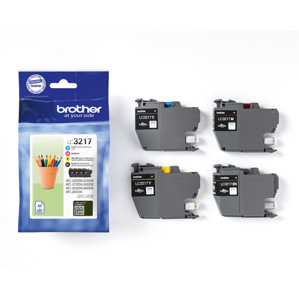 Pack de 4 cartouches BROTHER LC3217-LC3219XL jet d'encre noir et couleurs  compatibles : Chez Rentreediscount Cartouches