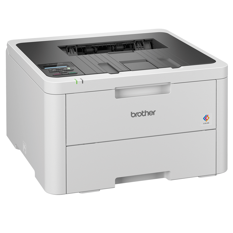 Brother HL-L3220CWE colour LED printer facing right on a white background