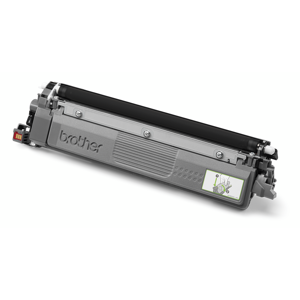 Brother TN248BK Black toner positioned facing 3/4 left on a white background