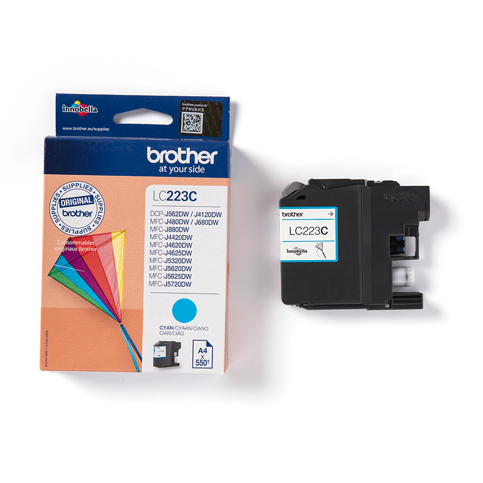 LC223C Brother genuine ink cartridge and pack image