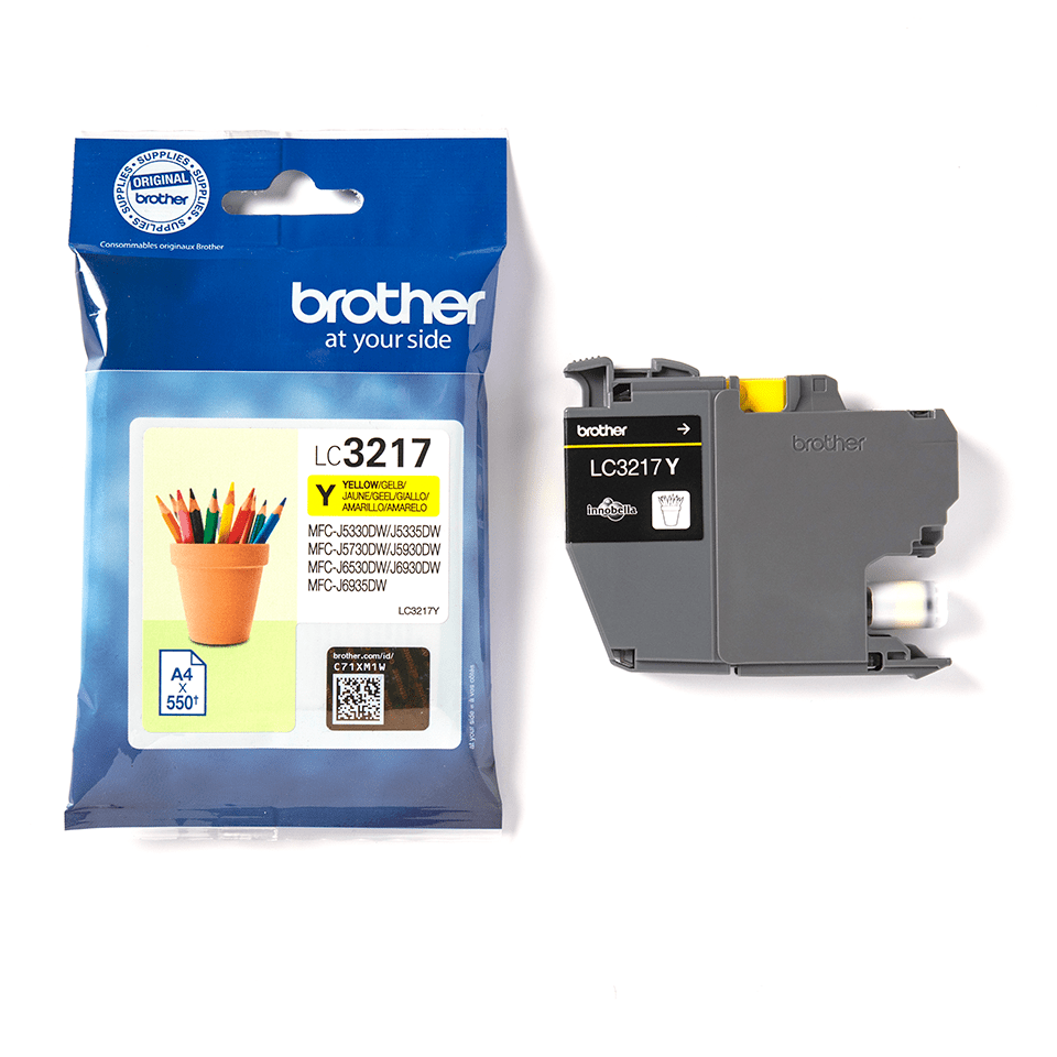 LC3217Y Brother genuine ink cartridge and pack image