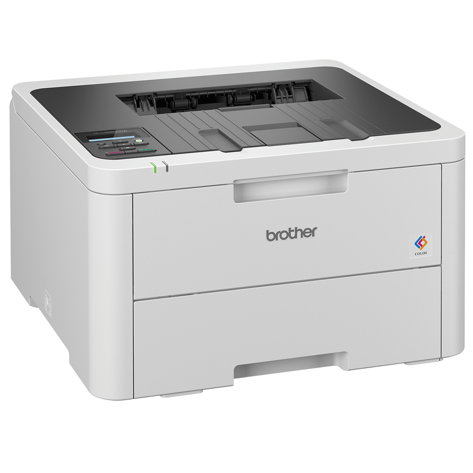 Brother HL-L3220CW colour LED printer facing right on a white background with no output
