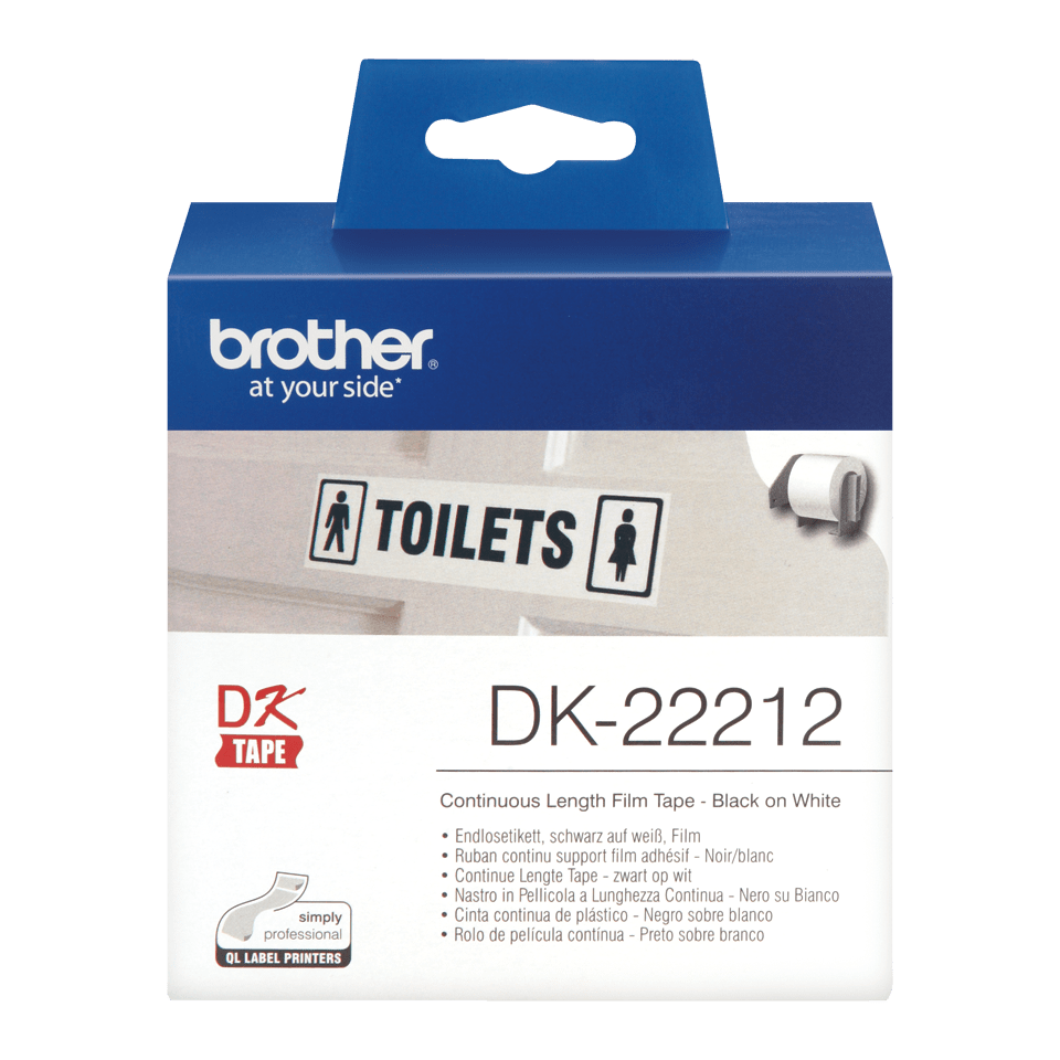 Rouleau d'étiquettes Brother DK-22210 / DK22210 Noir / Blanc - ORIGINALE