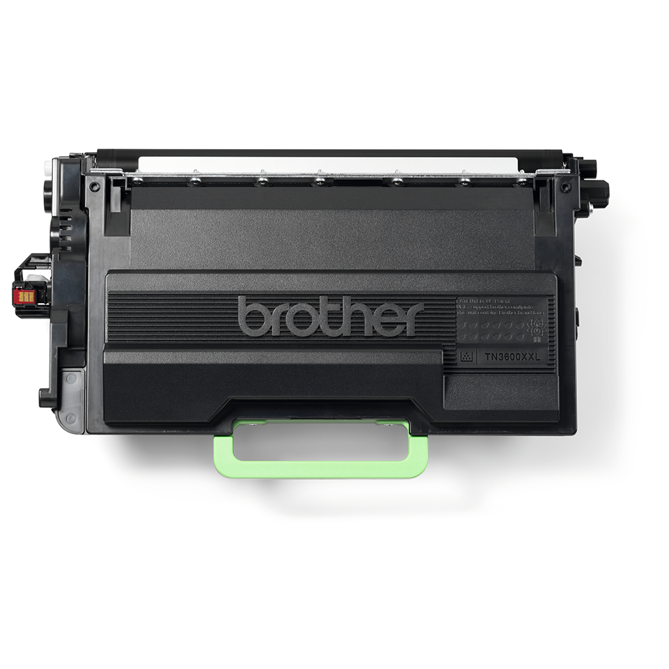 Brother TN3600XXL super high yield toner cartridge top down view on a white background