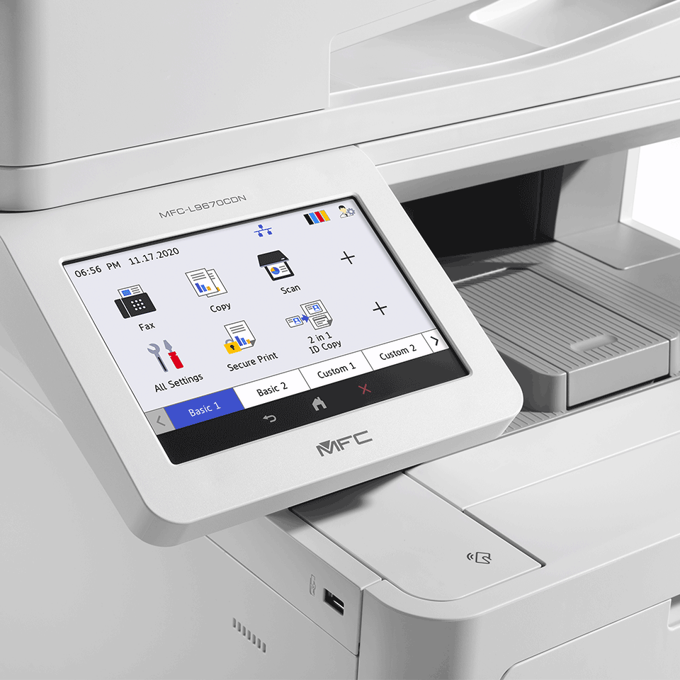 Close up of MFC-L9670CDN all in one printer screen