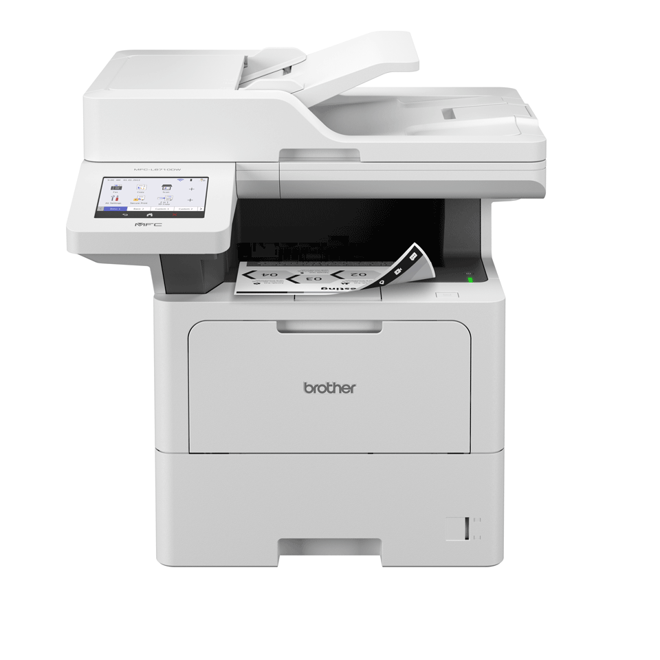 MFC-L6710DW facing forward with document