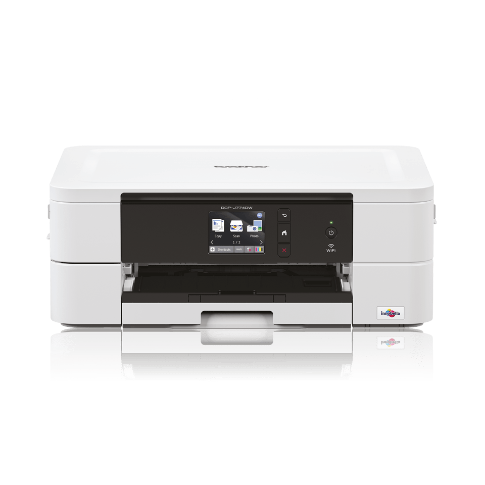 White inkjet printer facing straight ahead - DCPJ774DW