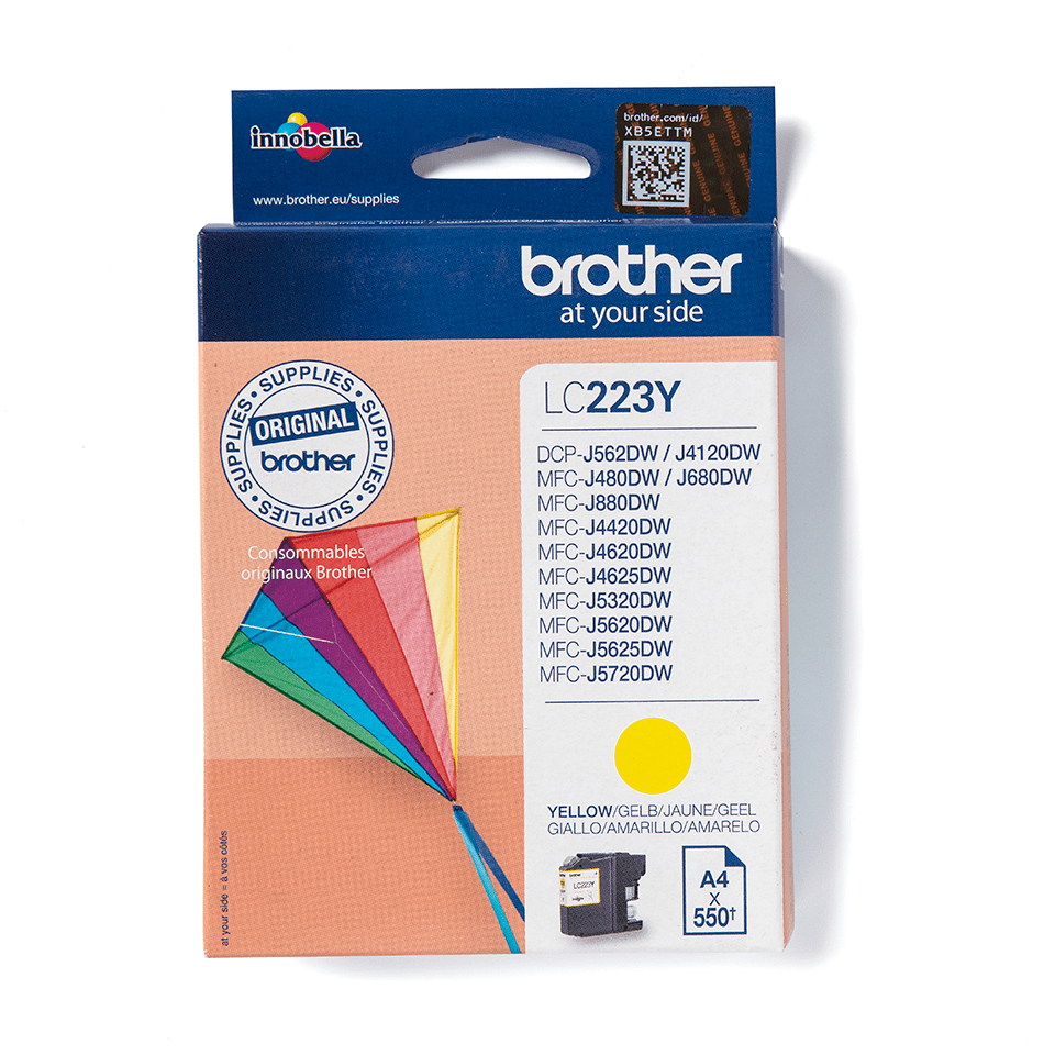 LC223Y Brother genuine ink cartridge pack front image