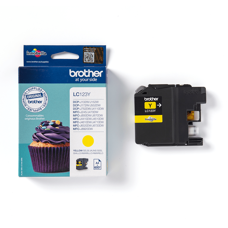 LC123Y Brother genuine ink cartridge and pack image