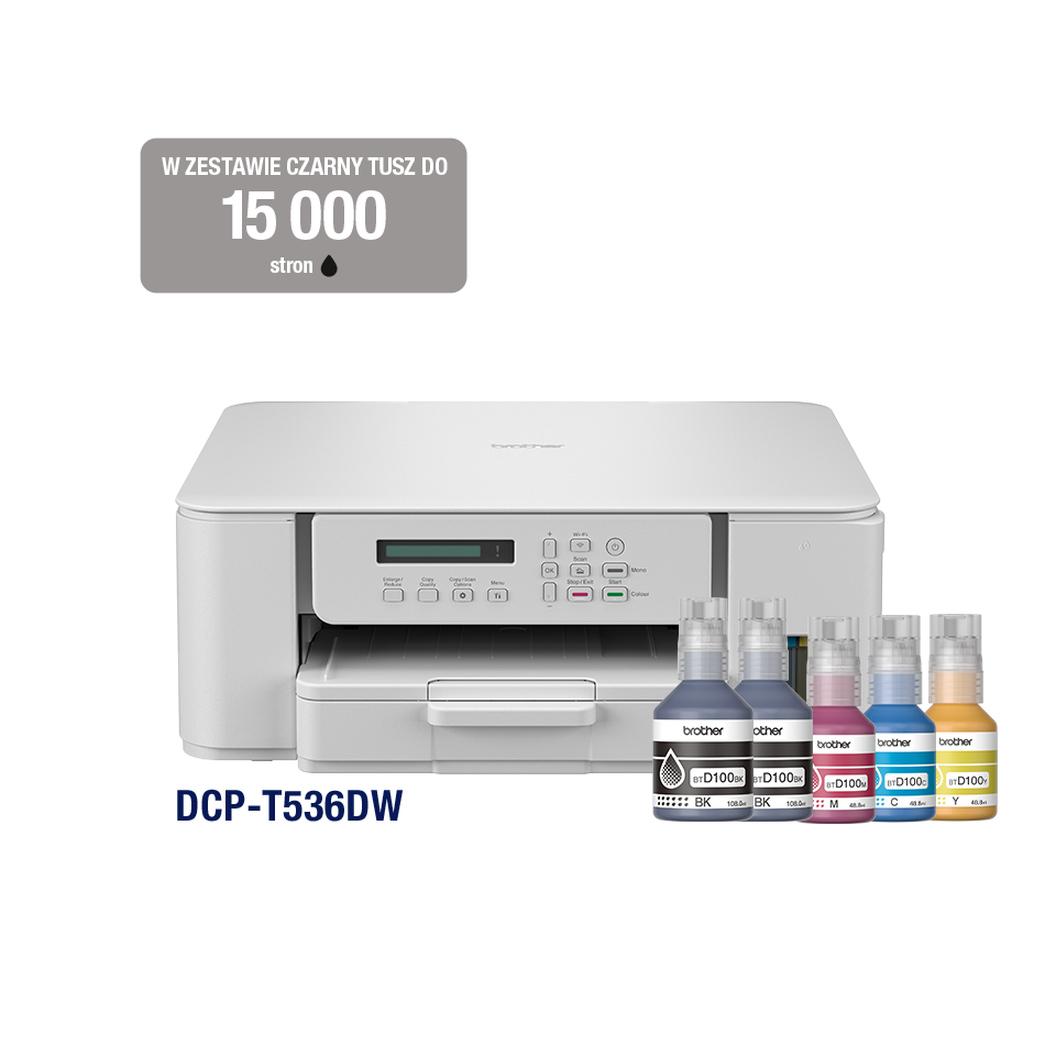 <p>Drukarka Brother DCP-T536DW z tuszami CMYK</p>