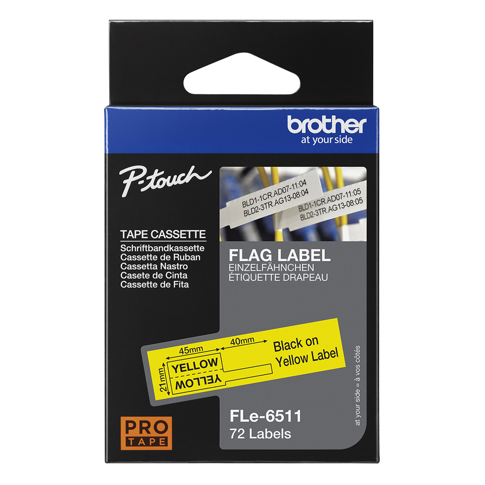 <p>FLe-6511 black on yellow die-cut tape cassette packaging..</p>