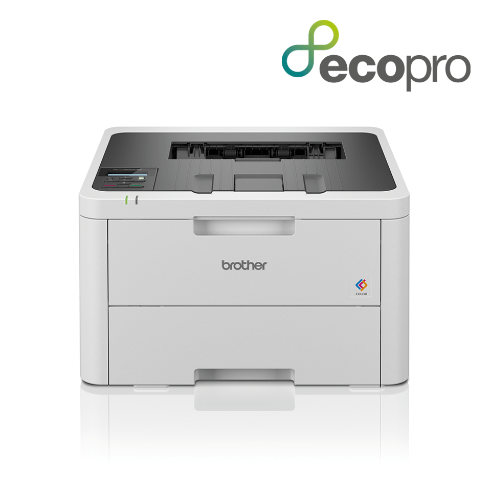 Brother HL-L3220CWE colour LED printer facing front on a white background featuring the EcoPro logo in the upper right corner