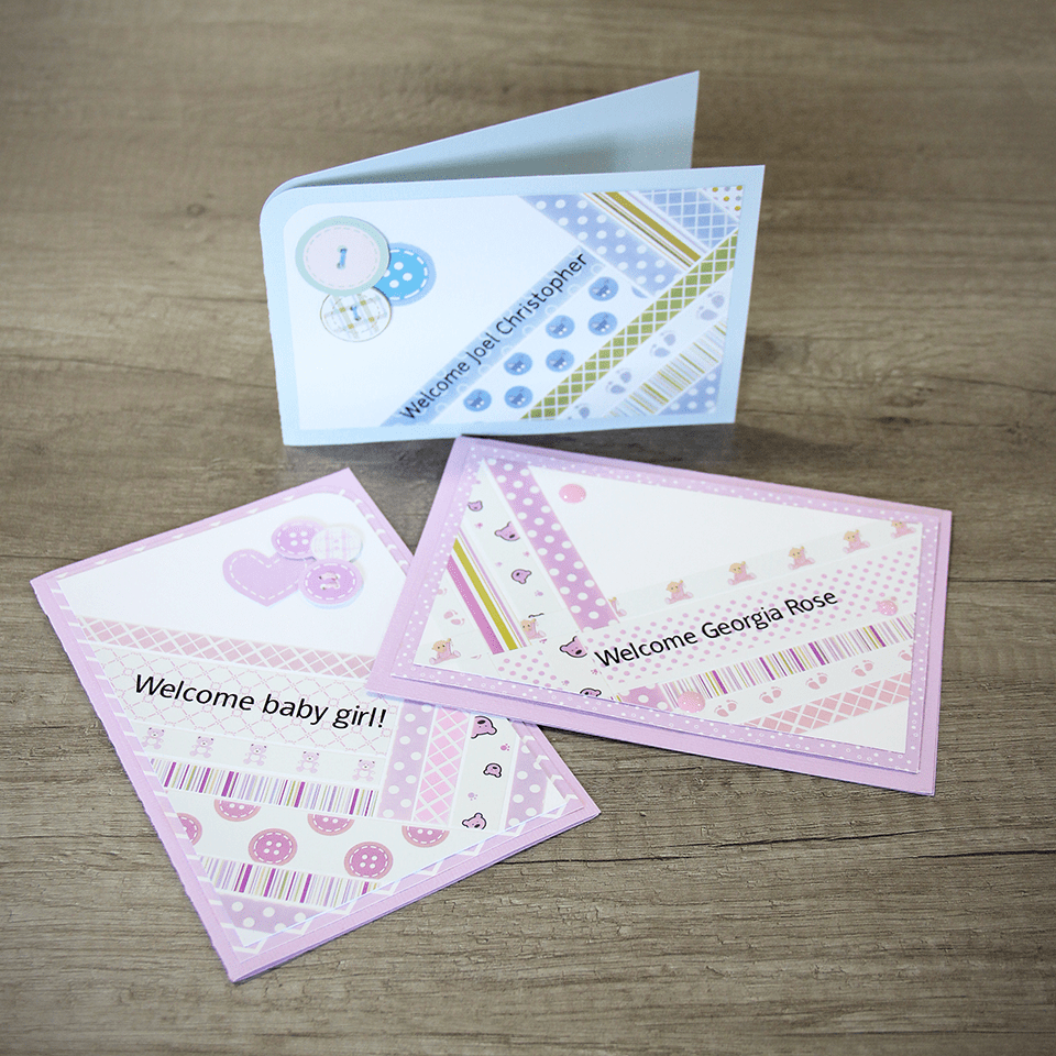 Customised cards using full colour labels printed on the Brother Design and Craft label printer