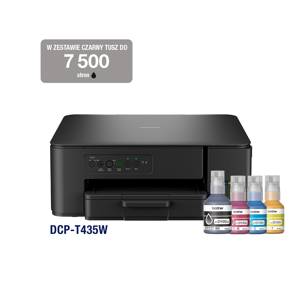 <p>Drukarka Brother DCP-T435W z tuszami CMYK.</p>