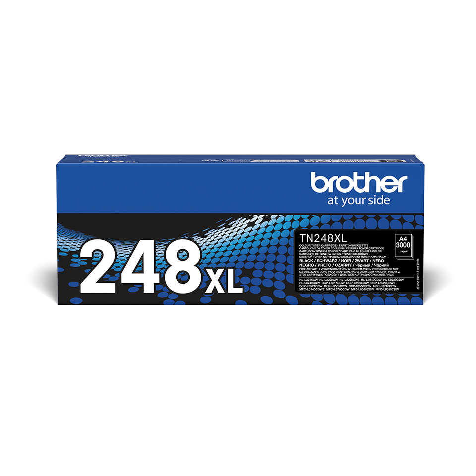 Brother TN248XLBK Black toner carton positioned facing forward on a white background