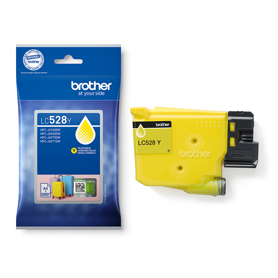<p>Yellow LC528Y inkjet cartridge with packaging</p>