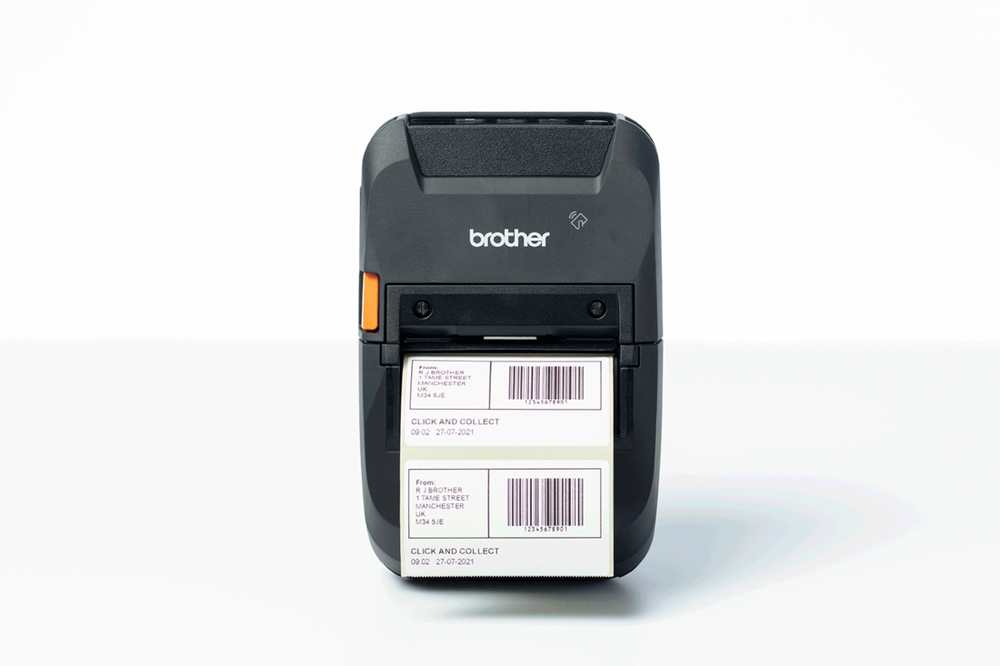 Brother RJ-3250WBL rugged mobile printer printing click and collect labels