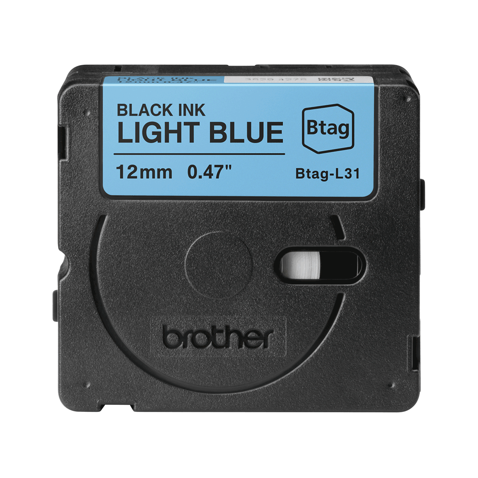 <p>Original Brother BtagL31 merketape – sort på lyseblå, 12 mm bred, ulaminert</p>