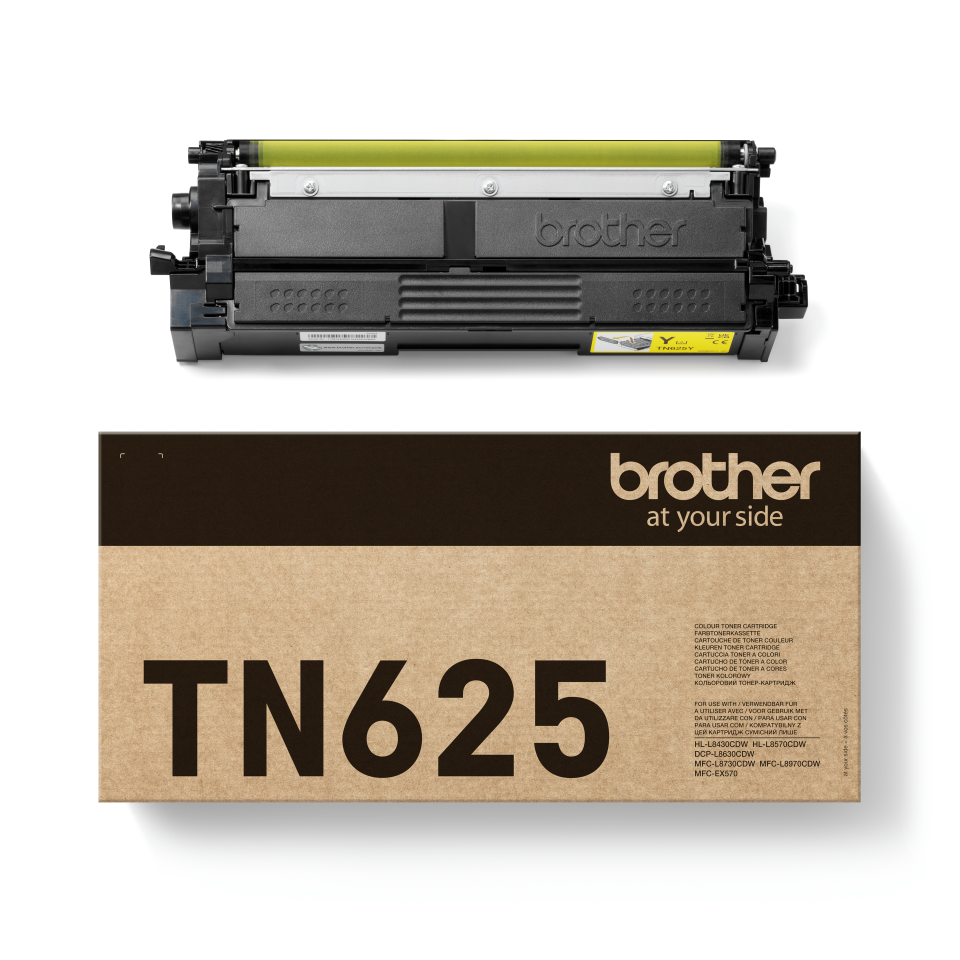 <p>Brother yellow TN625Y toner cartridge with carton</p>