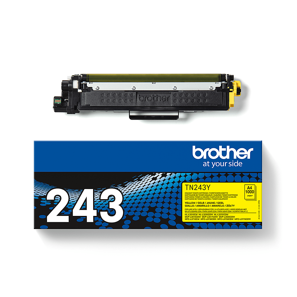 TN243Y Brother genuine toner cartridge and pack image