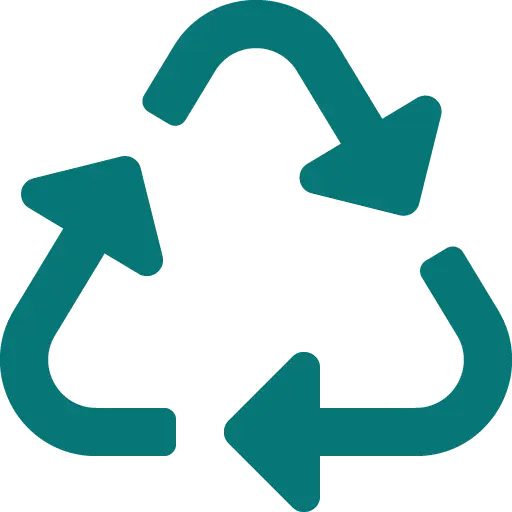 Logo vert de recyclage avec des flèches qui forment un triangle