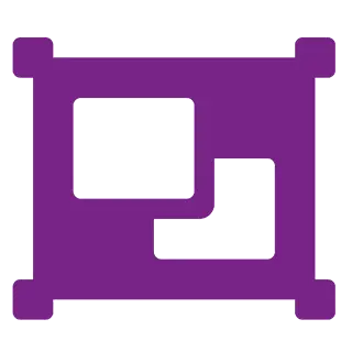 icône de fusion des carrés en violet sur fond transparent