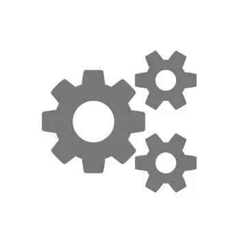 Icon with three grey cogs
