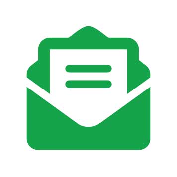 Green envelope with a letter popping out