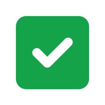 White tick on a green square